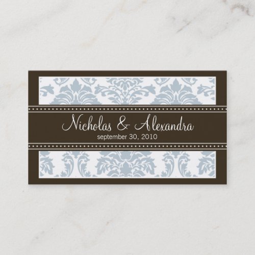 Charming Damask Wedding Web Business Card (blue)