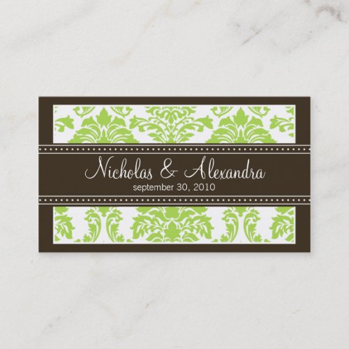 Charming Damask Wedding Web Business Card (lime)