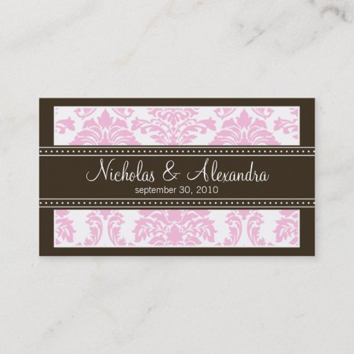 Customizable Charming Damask Wedding Web Business Card (pink)