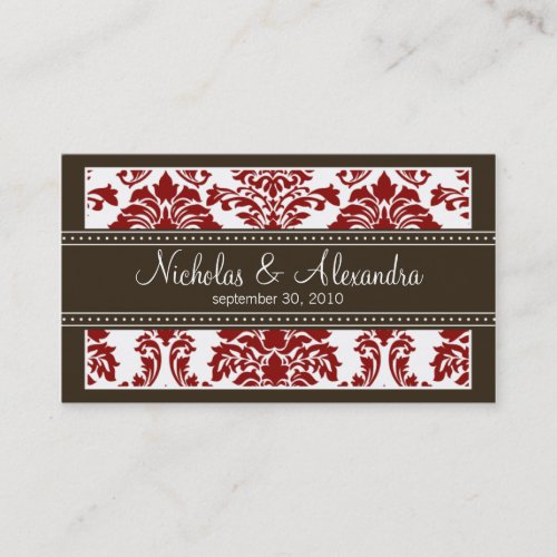 Charming Damask Wedding Web Business Card (red)