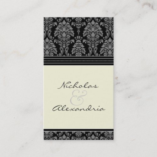 Charming Damask Wedding Web Card (black/ivory) Business Card Templates