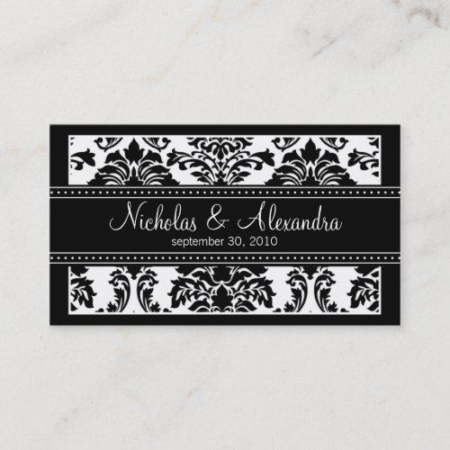 Charming Damask Wedding Web Card (black/white) Business Card