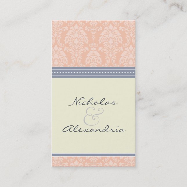 Charming Damask Wedding Web Card (pink/grey) (Front)