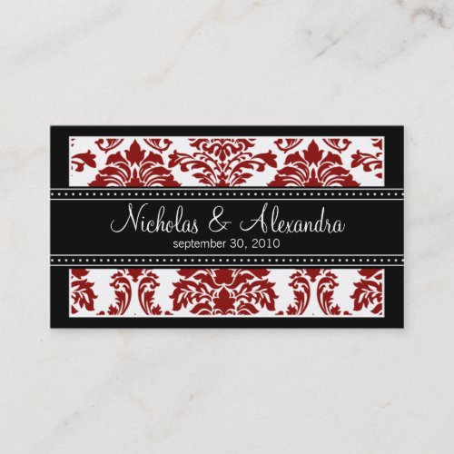 Charming Damask Wedding Web Card (red/black) Business Card