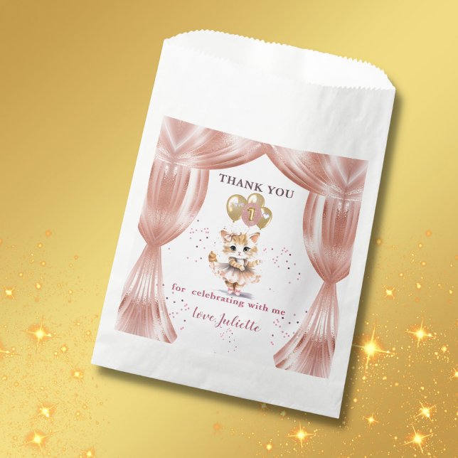 Charming Dancing Kitten Photo First Birthday Girl  Favor Bag (Creator Uploaded)