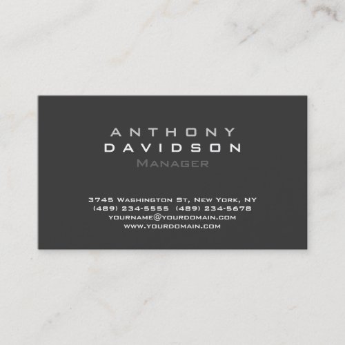 Charming Dark Gray Contemporary Chic Business Card