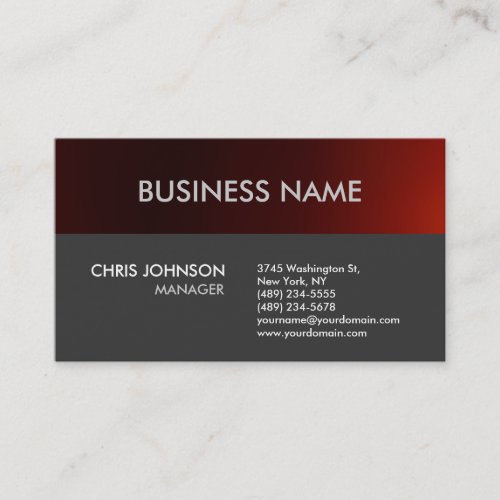 Charming Dark Red Grey Plain Modern Business Card