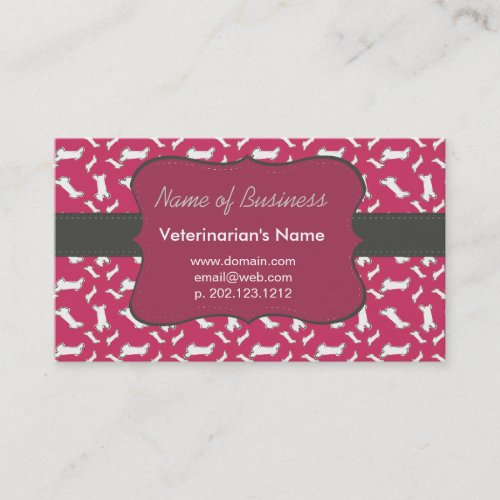 Charming  Dog Bones -  Mauve Great Pets Business Cards