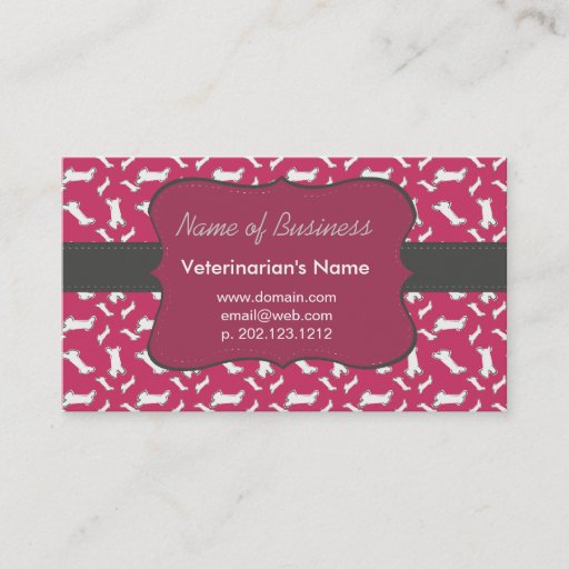 Customizable Charming Dog Bones - Mauve Great Pets Business Cards
