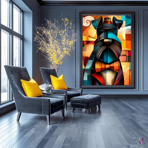 Charming Dog – Cubist Gentleman in a Bow Tie Poster