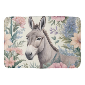 Charming Donkey Pastel Flowers Farm Animal Bath Mat