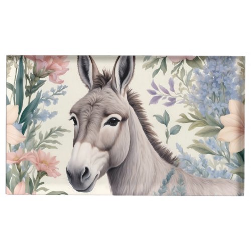Charming Donkey Pastel Flowers Farm Animal Place Card Holder