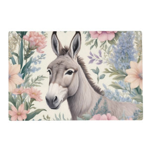 Charming Donkey Pastel Flowers Farm Animal Placemat