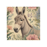 Charming Donkey Pastel Flowers Farm Animal