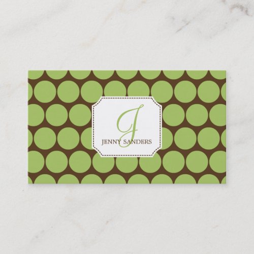 Charming Dots Business Cards - Green/Brown