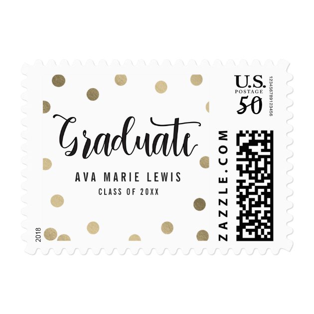 Charming Dots Faux Foil Graduation Postage