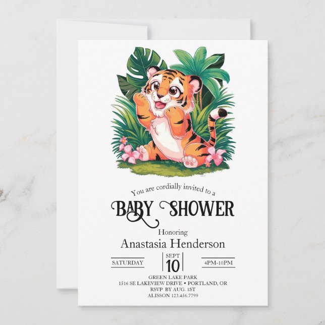 Charming Dreamy Tiger Digital Baby Shower Invitation (Front)