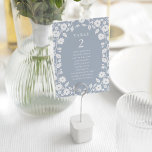 Charming Dusty Blue White Floral Seating Chart Table Number<br><div class="desc">Guide your guests in style with this elegant romantic wedding seating chart table number card, featuring the same charming white folk-style floral frame on dusty blue background that coordinates beautifully with your invitation suite. The hand-drawn floral border adds a romantic, artistic touch while keeping the design clean and easy to...</div>