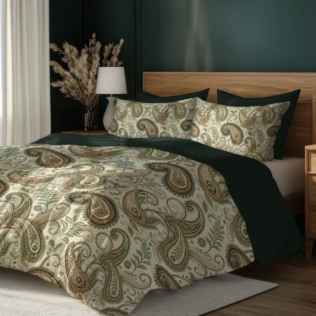 Charming Earth-Tone Duvet with Boho Swirls Cover (Charming Earth-Tone Duvet with Boho Swirls)