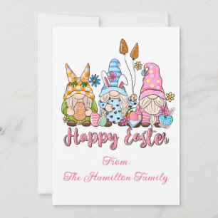 Charming Easter Gnomes with Florals Holiday Card