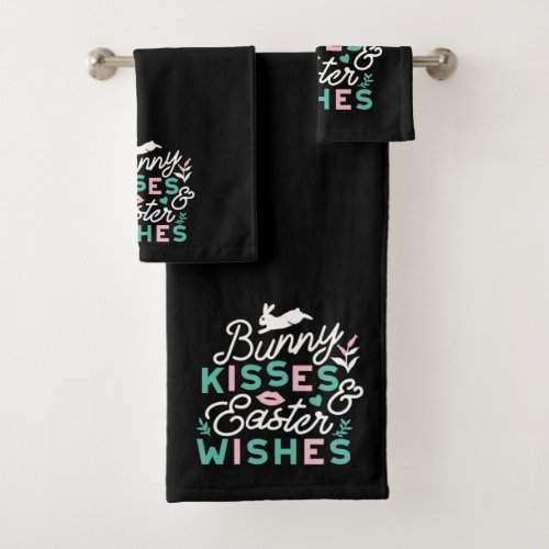 Charming Easter Typography Bunny Easter Bath Towel Set