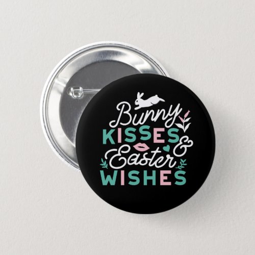 Charming Easter Typography Bunny Easter Button