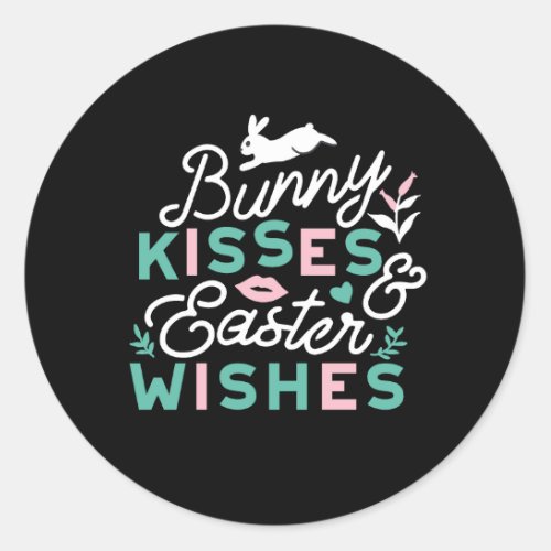 Charming Easter Typography Bunny Easter Classic Round Sticker