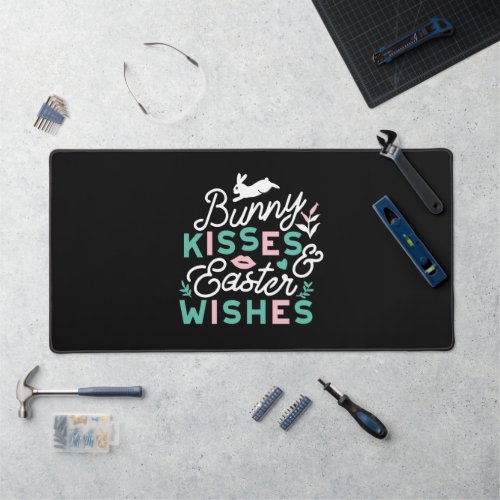 Charming Easter Typography Bunny Easter Desk Mat