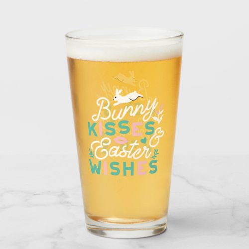Charming Easter Typography Bunny Easter Glass