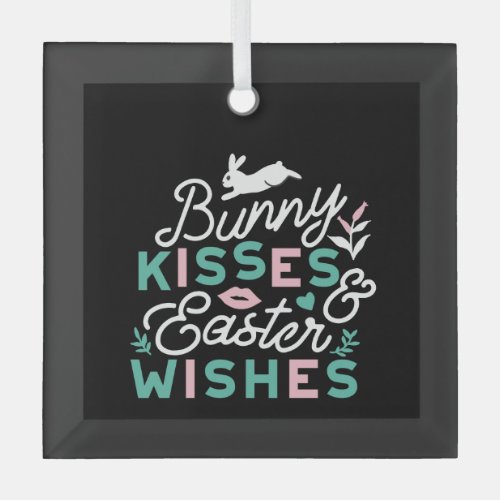 Charming Easter Typography Bunny Easter Glass Ornament