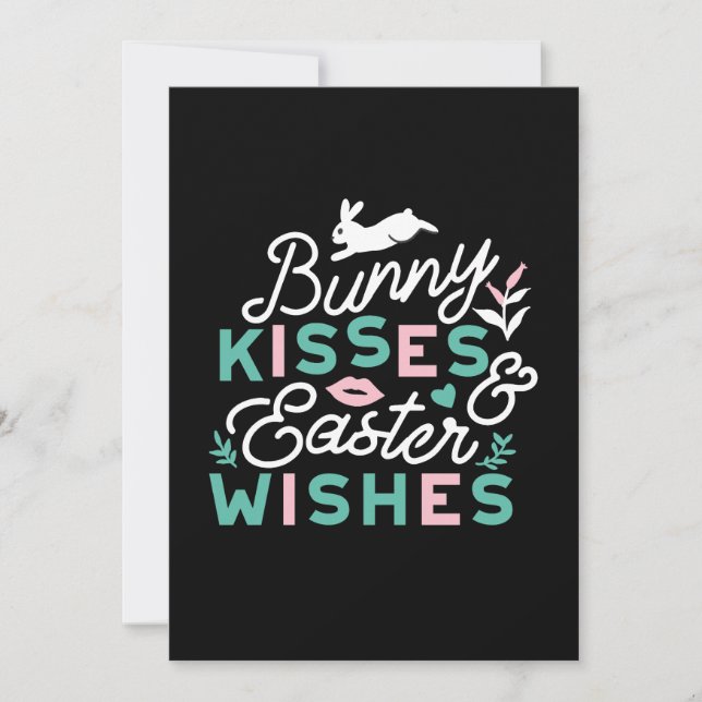 Charming Easter Typography Bunny Easter Invitation (Front)