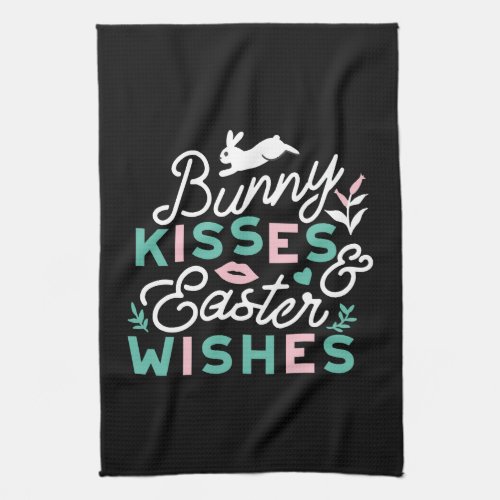 Charming Easter Typography Bunny Easter Kitchen Towel