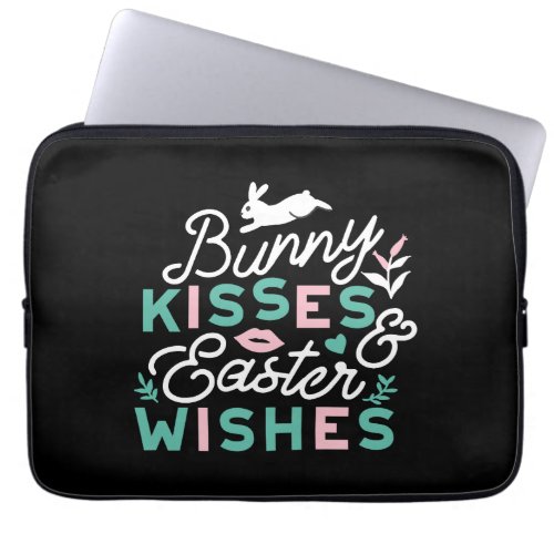 Charming Easter Typography Bunny Easter Laptop Sleeve