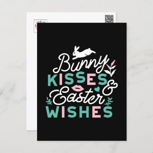Charming Easter Typography Bunny Easter Postcard