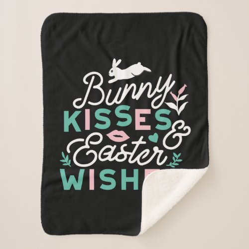 Charming Easter Typography Bunny Easter Sherpa Blanket