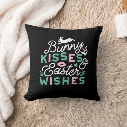 Charming Easter Typography Bunny Easter Throw Pillow