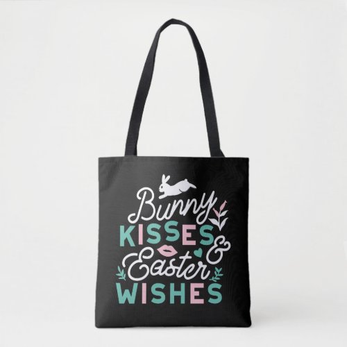 Charming Easter Typography Bunny Easter Tote Bag