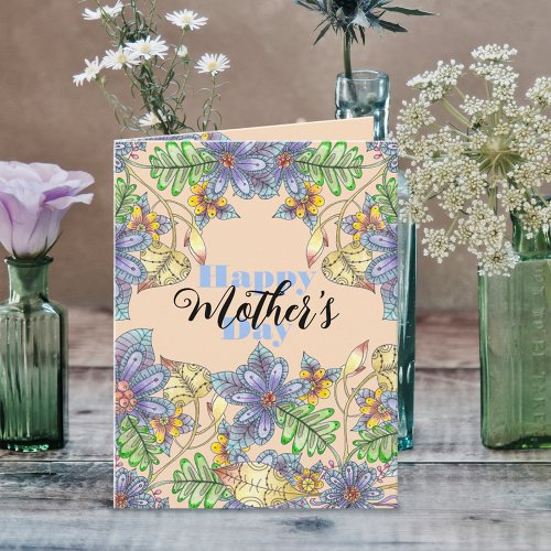 Charming Elegant Colorful Floral Mothers Day  Card