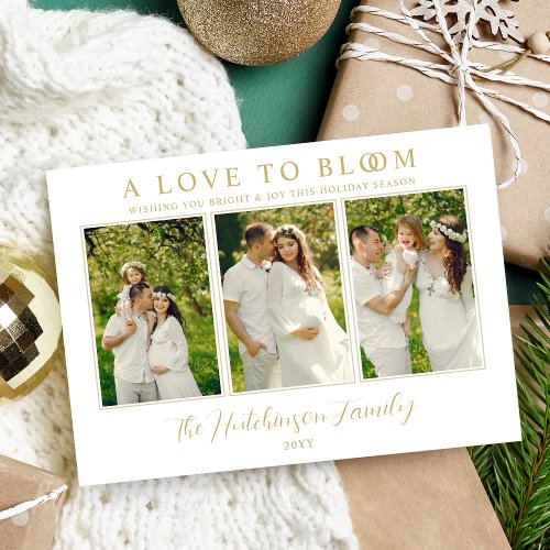 Charming Elegant Love Christmas 4 Photos Collage Holiday Card