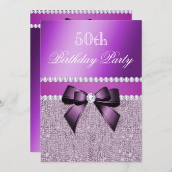 Charming Elegant Purple Birthday Party Invitation by Sarah_Designs at Zazzle