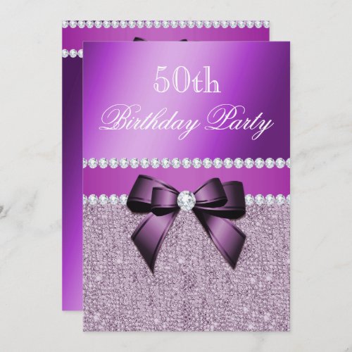 Charming Elegant Purple Birthday Party Invitation