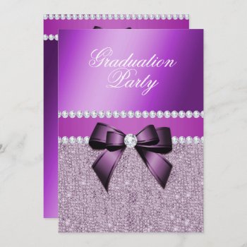 Charming Elegant Purple Graduation Party Invitation by Sarah_Designs at Zazzle