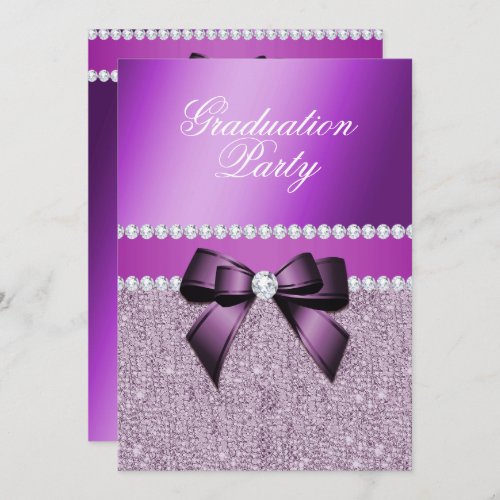 Charming Elegant Purple Graduation Party Invitation