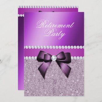 Charming Elegant Purple Retirement Party Invitation by Sarah_Designs at Zazzle