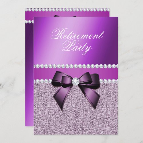 Charming Elegant Purple Retirement Party Invitation