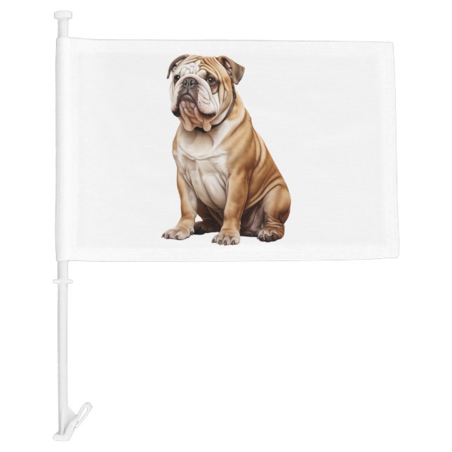 Charming English Bulldog Portrait - Adorable Canin Car Flag (Front)