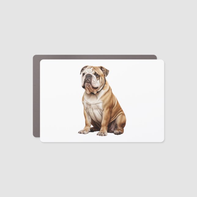 Charming English Bulldog Portrait - Adorable Canin Car Magnet (Front)
