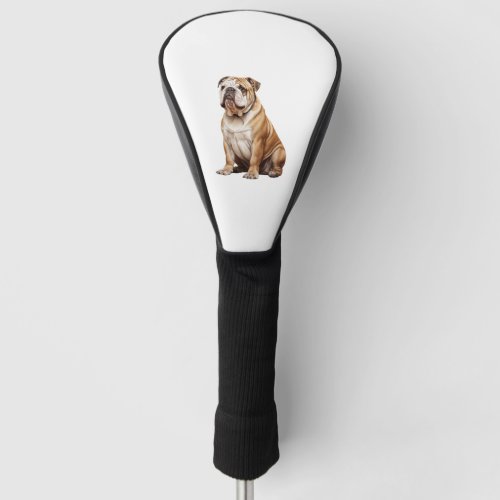 Charming English Bulldog Portrait _ Adorable Canin Golf Head Cover