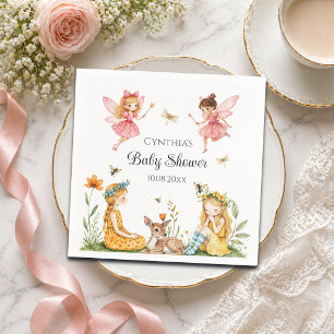 Charming Fairies Woodland Animals Baby Shower Napkins