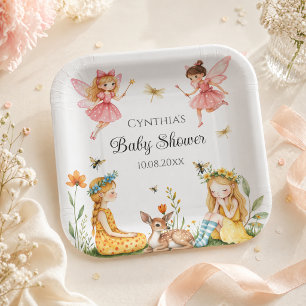 Charming Fairies Woodland Animals Baby Shower  Paper Plates